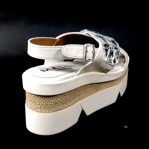 MALLY 🇮🇹 WOMEN'S WHITE LEATHER COMFORT PLATFORM SUMMER SANDALS - Picture 7 of 7